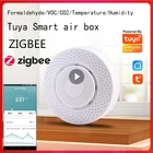 Смарт-Воздушный бокс Tuya ZIGBEE 3,0, домашняя Автоматизация, датчик влажности и диоксида углерода, датчик VOC, датчик температуры, детектор сигнализации SmartLife