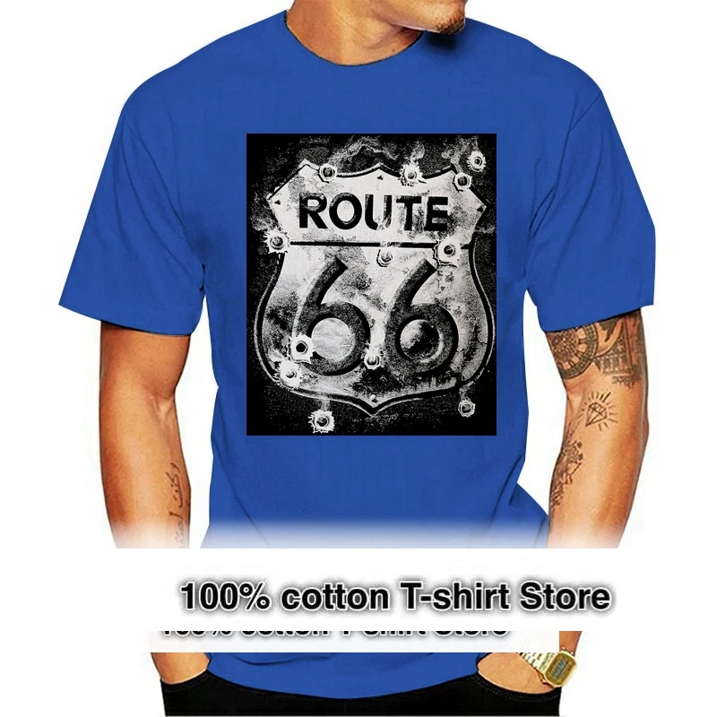 

T-Shirt #763 Route 66 Bullet Biker V8 Usa Custom Bike Motorrad Hotrod Motorcycle 2021 Newest Letter Print Cartoon Crazy T Shirts