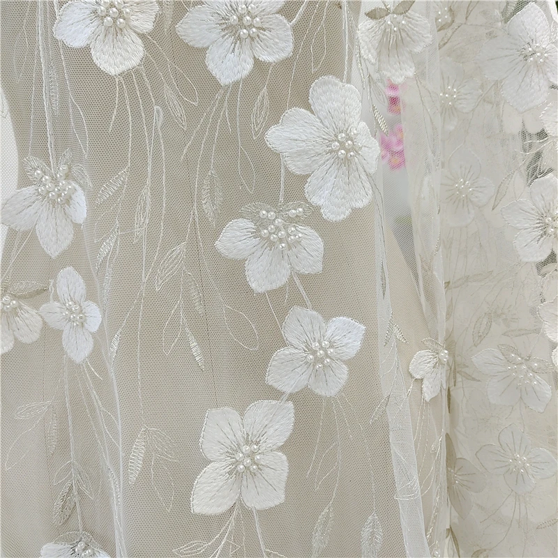 Новинка летняя серебристо-белая ткань из бисера для свадебного платья занавески