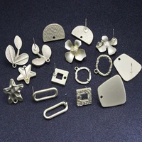 10pcs earrings making materials flowers geometric earring stud golden leaf charms earrings base connectors diy jewelry making