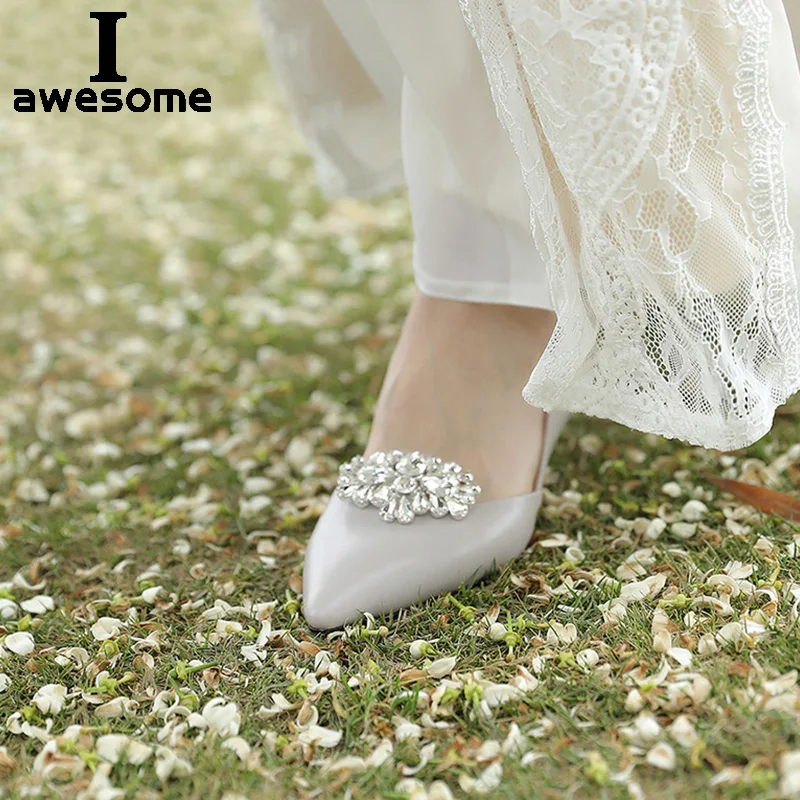 1 Pair 2pcs Decorative Shoe Clips Buckle Rhinestone Crystal Flower Elegant Fashion Wedding Party Shoes Decorations Accessories