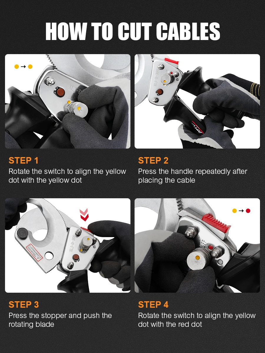 Резак для кабеля с храповым механизмом стальные лезвия круглой секцией