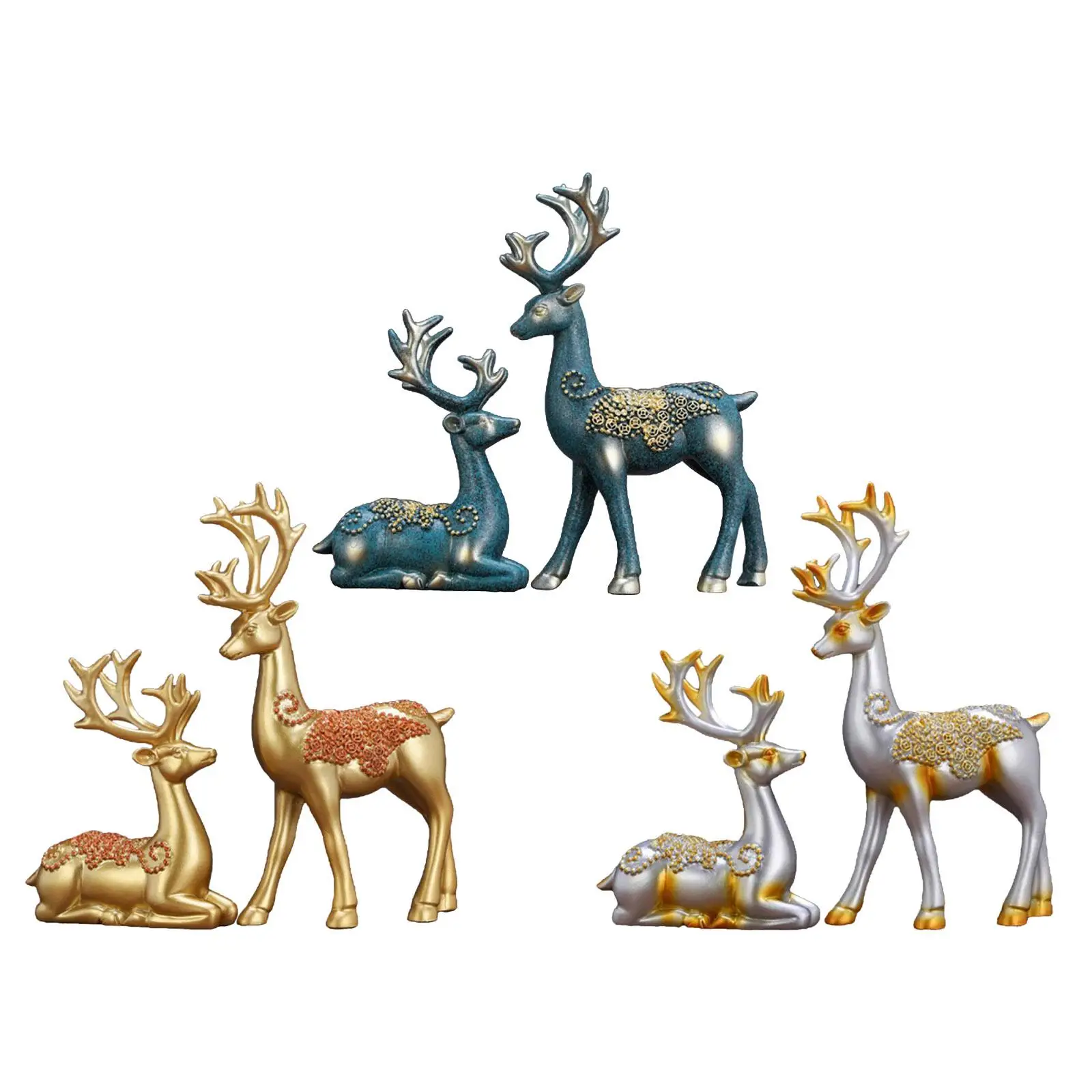 2Pcs Reindeer Figurine Deer Statue for Living Room Decorations Wedding Gift