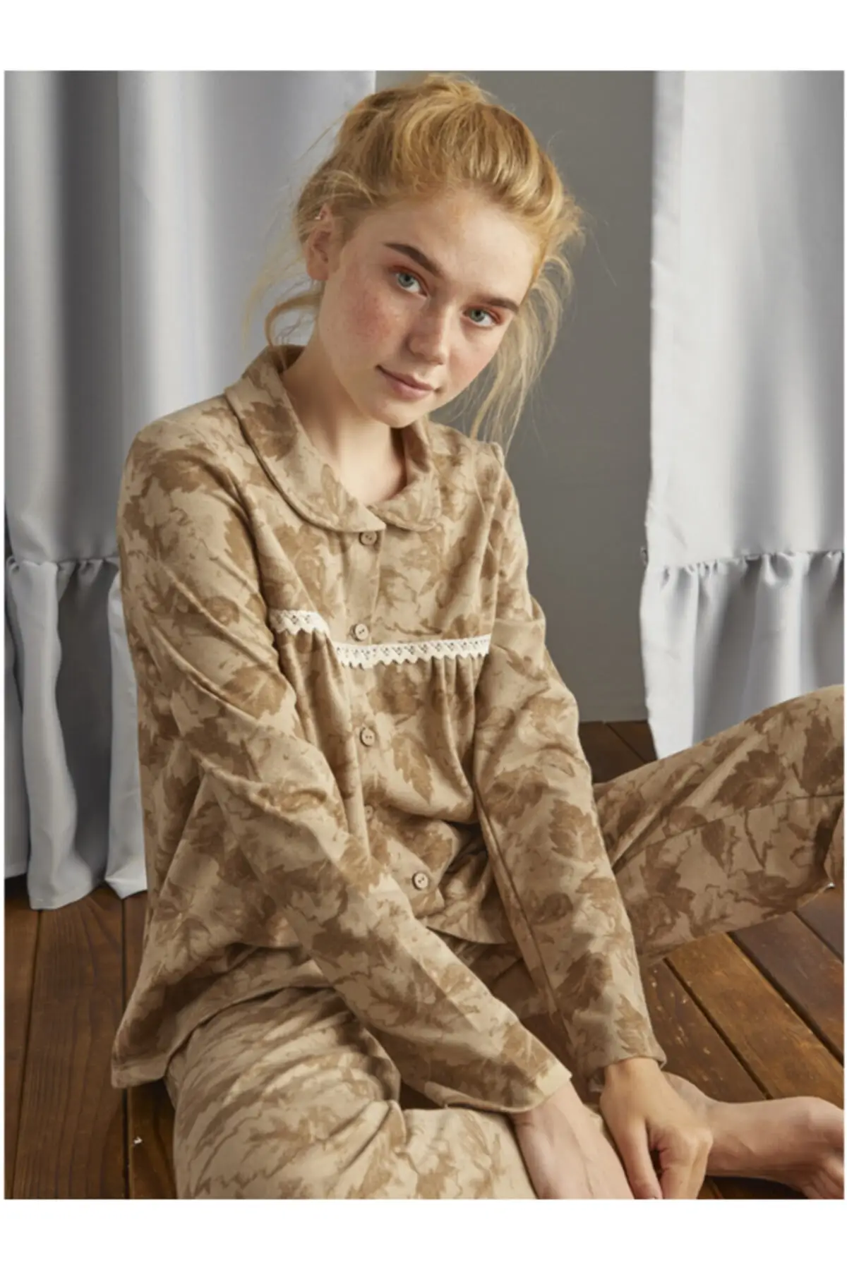 

Women's Pajamas Shirt Sleep Lounge Pajamas Elastic Waist Nightwear Retro Sleepwear Night Suit Casual Home Clothing