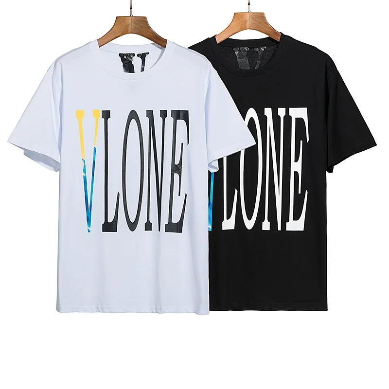 

Vlone 22ss Spring and Summer New Psychedelic Colorful Large V Pattern round Neck Pullover Short Sleeve T-shirt
