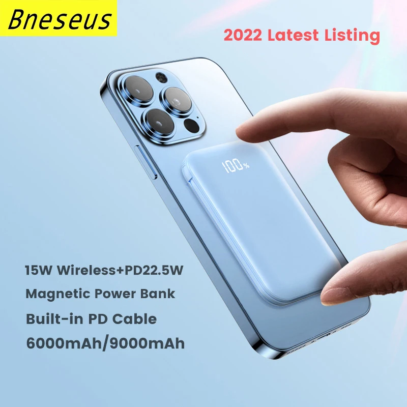 

9000mAh Magnetic Wireless Power Bank Fast Charger For iphone 13Pro 12Pro Max Magsafe Powerbank For iphone 13 12 External Battery
