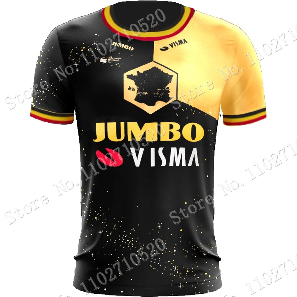 2023 CAMISETA Jumbo Visma Team T Shirts Belgium 3D Print TDF Mens Summer Running Streetwear Casual Technical Training Clothes