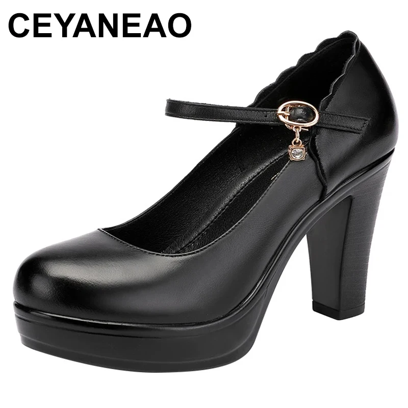 

Женские туфли-лодочки из натуральной воловьей кожи, с круглым носком, на высоком каблуке