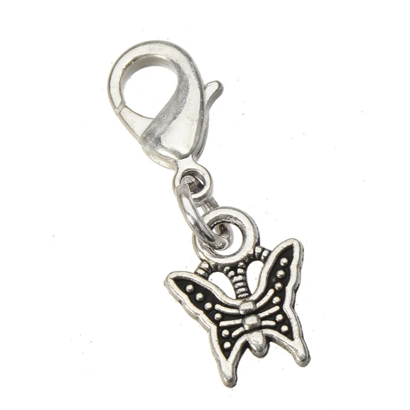 

70pcs Silver Plated Charms Pendants With Clasps Diy Butterfly 23mm Handmade Jewelery Parts Supplies Accessory For Handicrafts