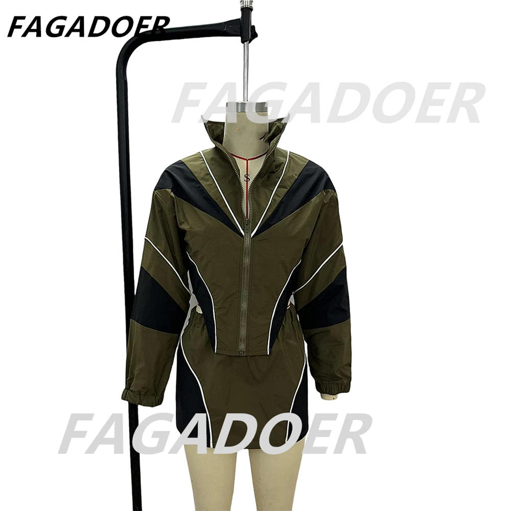 FAGADOER Женский комплект из двух предметов с цветными блоками повседневная