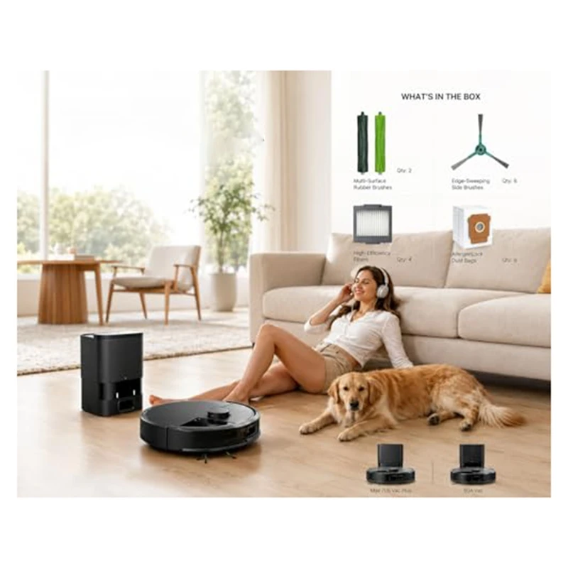 Фото A66T 19 шт. запасных частей для iRobot Roomba j7+/j8+: 4 роликовые щетки, 4 HEPA-фильтра, 6 пылесборников, 6 боковых щеток №4
