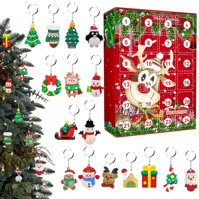 

Christmas Advent Calendar Holiday Countdown Calendar Mini Christmas Keychains Christmas Tree Pendants Christmas Party Favor Gift
