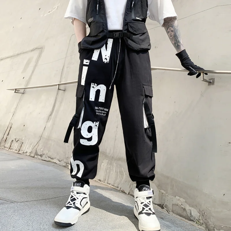 

Teenage Drawstring Harem Pants for Summer Fashion Trends Hip Hop Streetwear Men Side Pockets Cargo Trouser Harajuku Punk Clothes