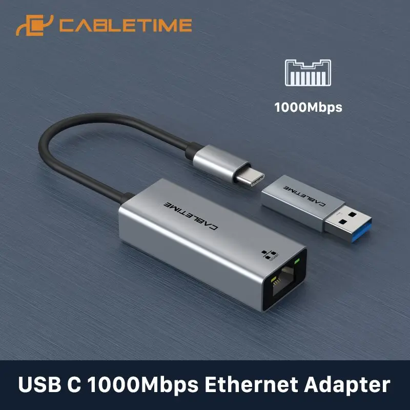 CABLETIME USB C a Ethernet LAN 1000Mbps adattatore scheda di rete per iPad pro Laptop Macbook Air RJ45 Adapter C361
