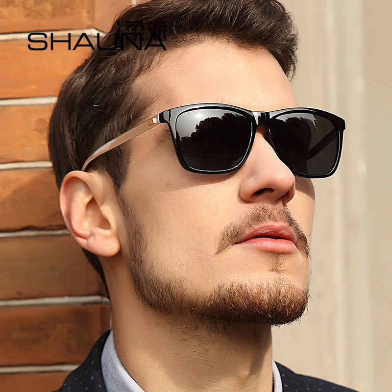 

Мужские классические очки SHAUNA, поляризационные солнцезащитные очки квадратной формы из алюминиево-магниевого сплава, винтажные очки для в...