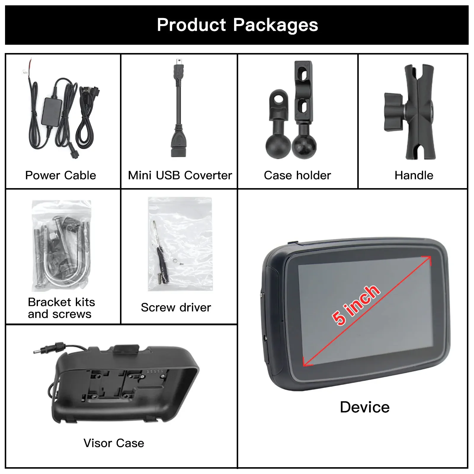 Autoabc 5-дюймовый IPS сенсорный экран портативный мотоцикл Carplay Android Auto GPS-навигация IPX7