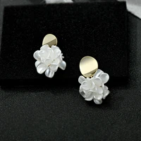 korean version fairy white pearl flower ladies earrings temperament elegant fashion retro style 925 silver needle earrings