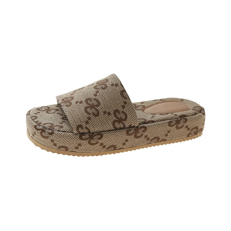 

Women's Open Round Toe Slippers Letters Decor Summer New Fashion Sweet Elegant Trendy Leisure Platform Soft Thick Sole Slippers