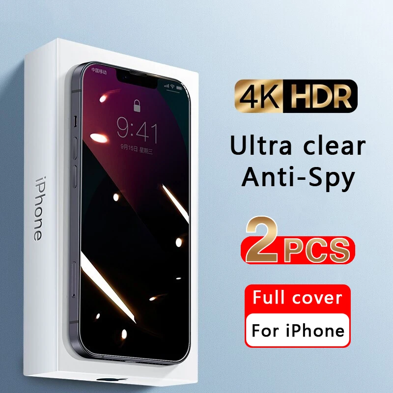 

4K HDR Anti-Spy Privacy Glass For iPhone 13 12 11 Pro Max Mini Screen Protector On iPhone X XR XS SE SE3 7 8 Plus Tempered Glass