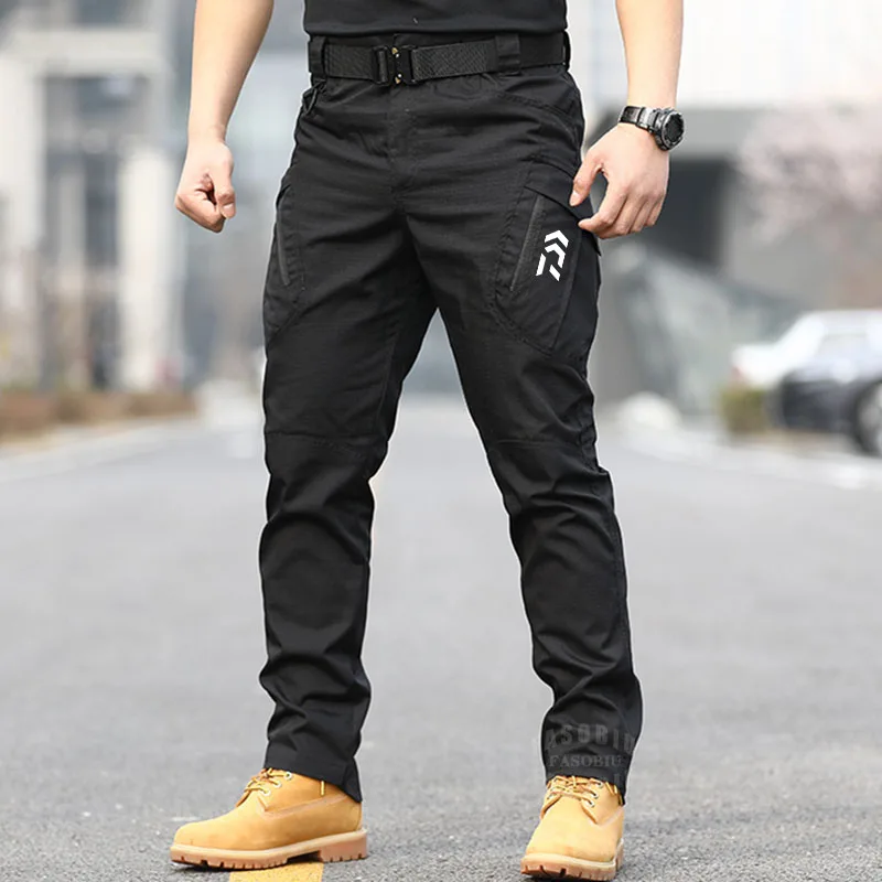 

Тактические свободные рыболовные штаны Daiwa с несколькими карманами, длинные уличные спортивные водонепроницаемые износостойкие Стрейчевы...