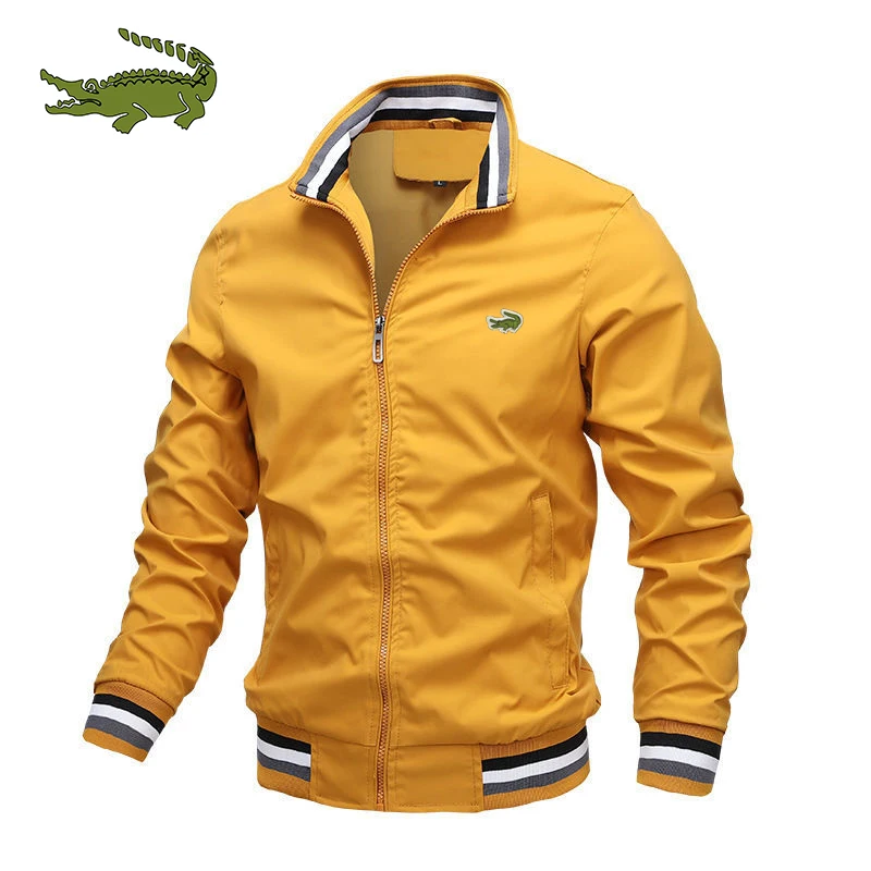 

Embroidery CARTELO Men's Business Fashion Jacket Stand Collar Casual Zipper Jacket Outdoor Sports Coat Windbreaker