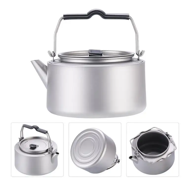 Pure Titanium Kettle for Outdoor Travel Cookout Ironing Proof Portable Tea Brewing Coffee Tea Set High Quality Titanium Teapot