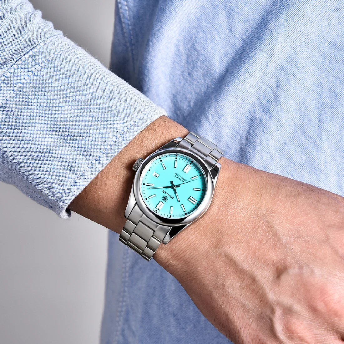 

BENYAR New Luxury Automatic Watch 10Bar Waterproof Stainless Steel Men Mechanical Wristwatches Sports Diving Watch for Men