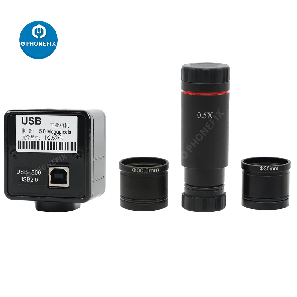 Микроскоп с USB CMOS-камерой 5 МП, цифровой окуляр с бесплатным драйвером, промышленная камера с C-образным креплением 0,5x для бинокулярного тринокулярного микроскопа