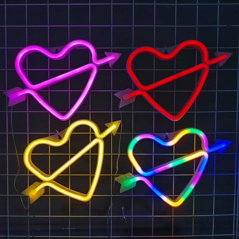 

LED Cupid Neon Signs Lights For Bedroom Wall Hanging Lamp Battery USB Operated Wedding Home Christmas Party Girls Room Decor