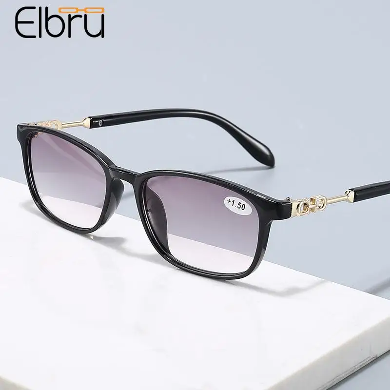 

Elbru новые очки для чтения с квадратной оправой женские модные HD градиентные линзы пресбиопические очки + 1 + 1,5 + 2 + 2,5 + 3 + 3,5 + 4 для чтения