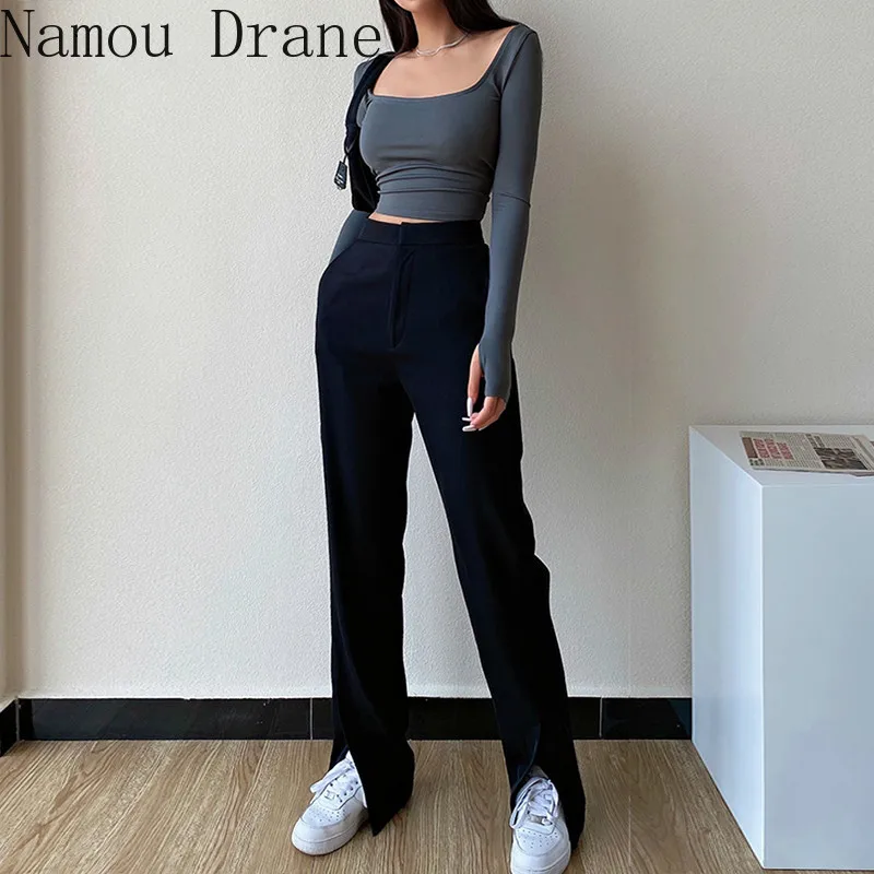 

Women's Pants Clothing Fashion Loose Trousers Straight Pants Full Length Female High Waist Casual Wide Leg Pants