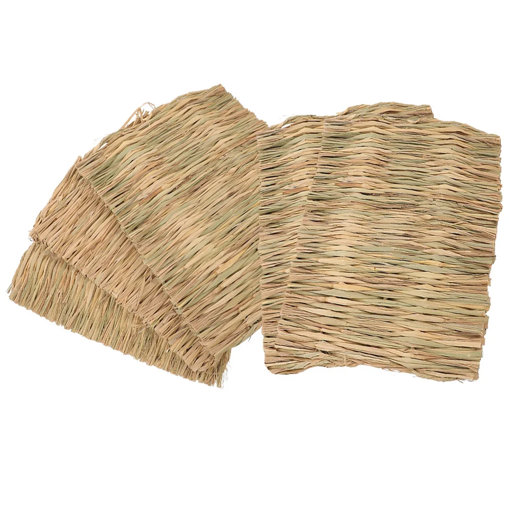 

5pcs Bunny Grass Mat Rabbit Cooling Mat Breathable Small Grass Animal Bedding Nest Mat