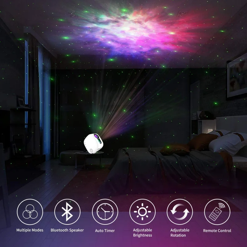

Starry Sky Projector Blueteeth Music Speaker LED Night Light Projector Galaxy Nebula Ocean Star Projector Moon Night Lamp