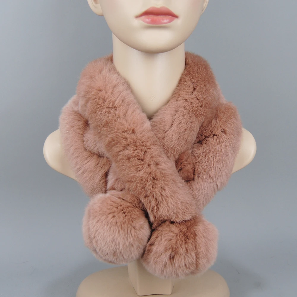 New Russian Women Knit Real Rex Rabbit Fur Scarf Lady Fashion Floral Mufflers Hot Winter Warm Natural Scarves