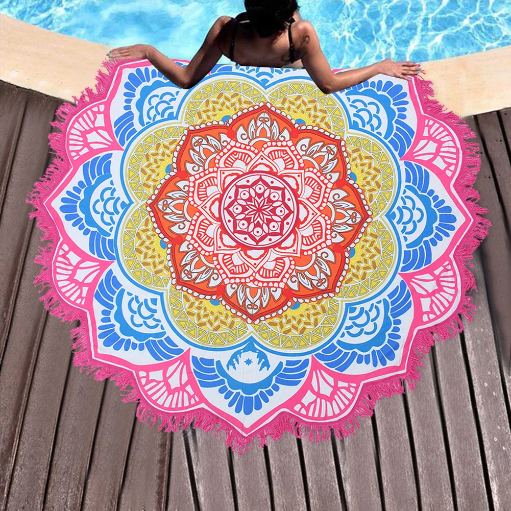 

Round Mandala Tapestry Wall Hanging Carpet Beach Yoga Mat for Home Hotel Decor Moistureproof Camping Mat Outdoor Accessory