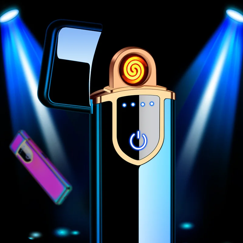 2022 USB зарядка сенсорный переключатель Двусторонняя Зажигалка Ветрозащитная