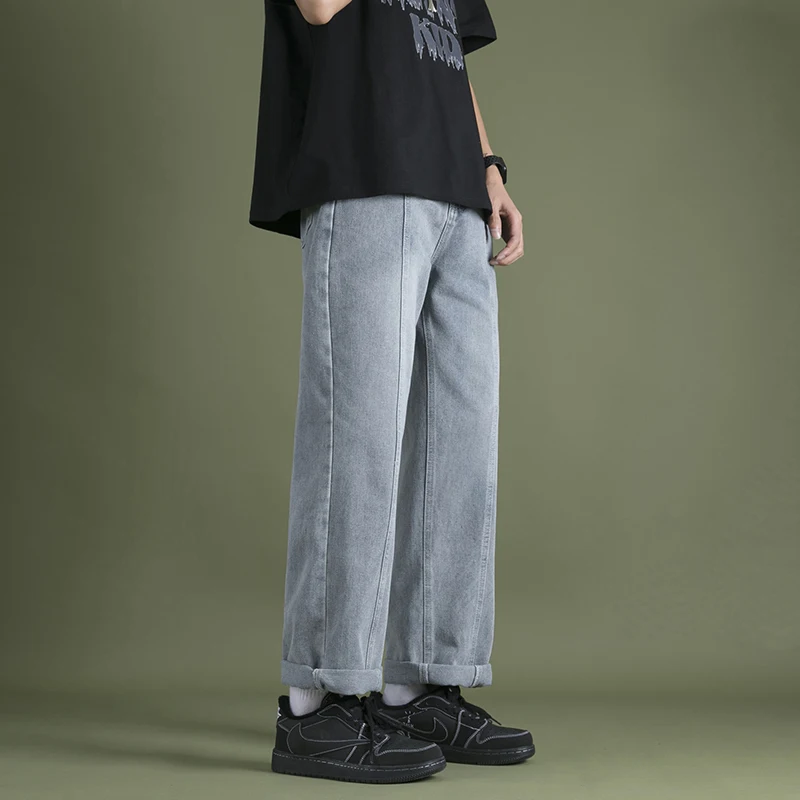 Summer Jeans Men Fashion Retro Harajuku Blue Black Jeans Men Streetwear Hip-hop Loose Straight Denim Pants Mens Trousers S-3XL