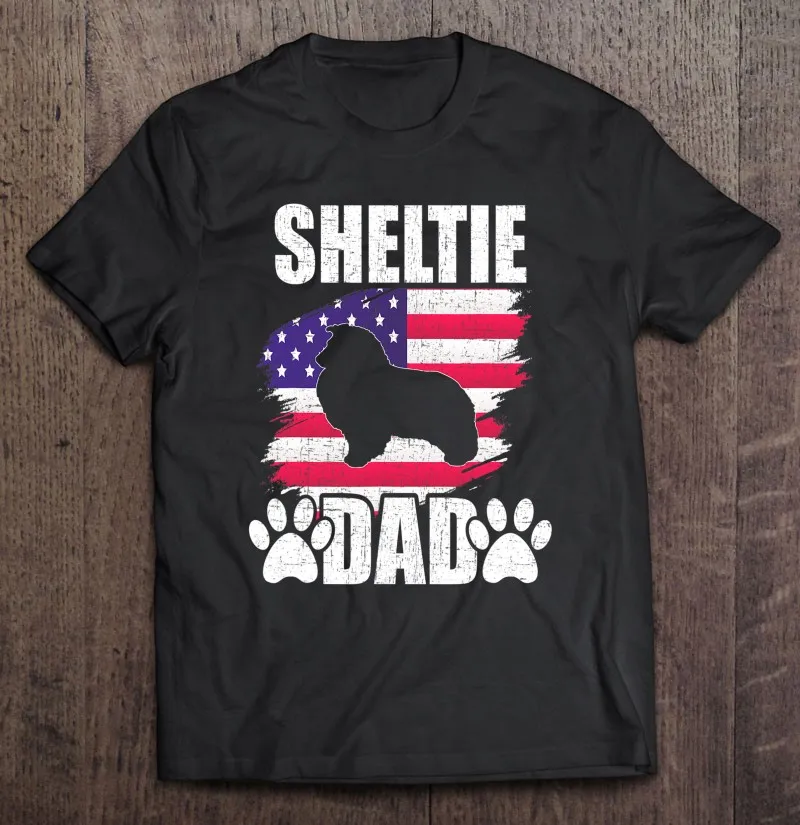 

Футболка Sheltie с изображением папы собаки влюбленной американского флага США, футболка большого размера, аниме одежда, футболки для мужчин, ф...