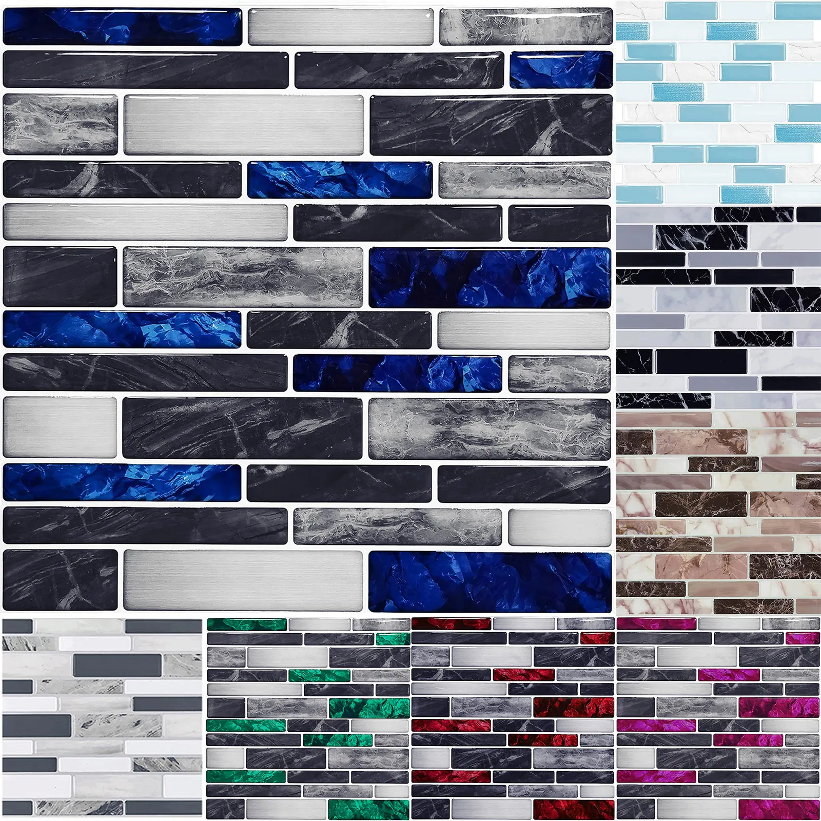 

10pcs 10X10cm Self Adhesive Tile Sticker Simulated Marble Mosaic Pattern Stickers Kitchen Bathroom Wall Sticker Decoration