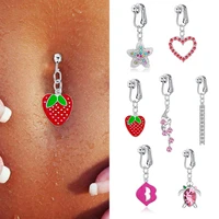 heart fake belly button ring fake belly piercing butterfly clip on umbilical navel fake pircing butterfly cartilage earring clip