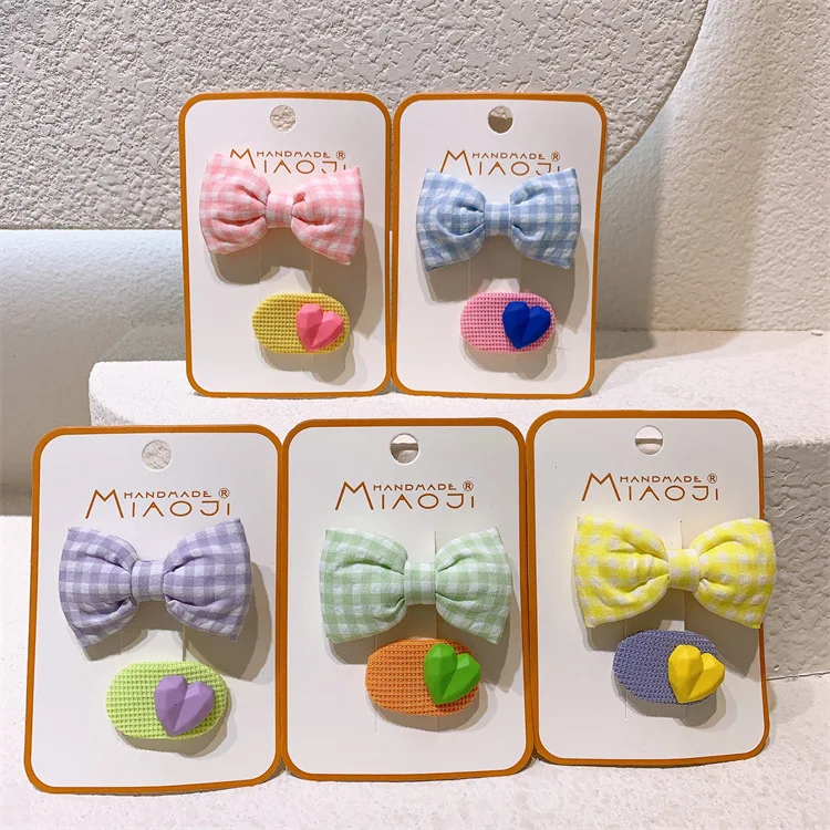 

2pcs/set Floral Hair Clip Set Girl Cute Bow Flower Lace Trimming Headwear Cartoon Hair Clips Hairpin Headdress Hair Accessories