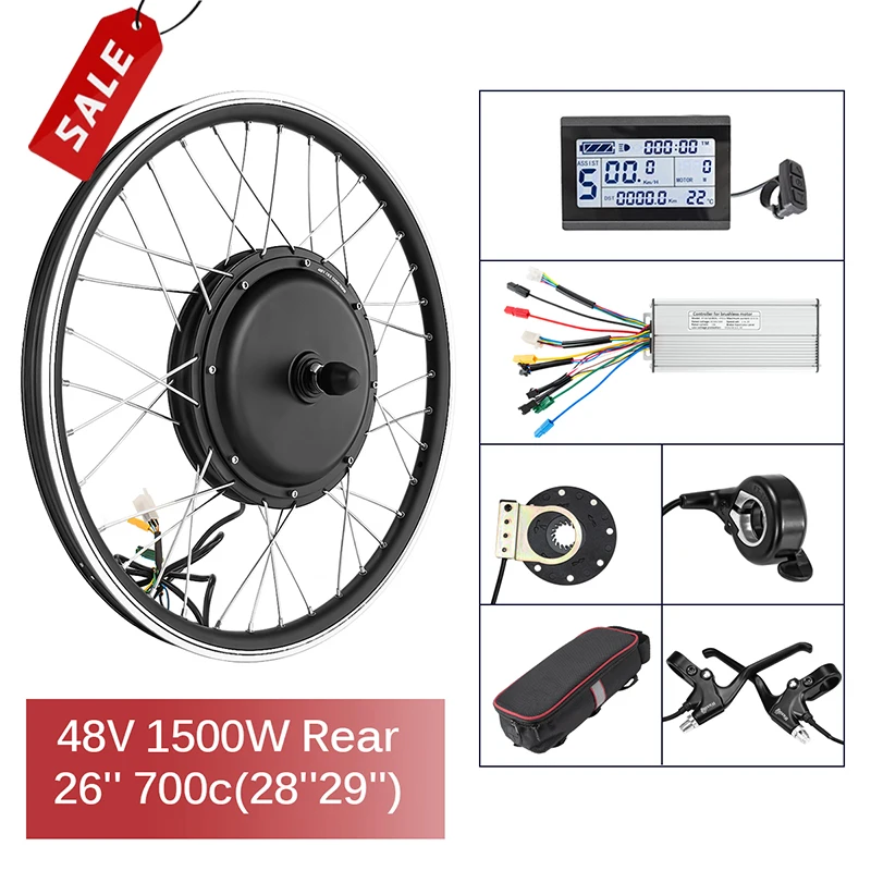 

48V 1500W 26in 28inch Ebike Conversion Kit Electric Bike Kit Rear Hub Motor Wheel LCD3 Display 35A Controller EU RU Stock