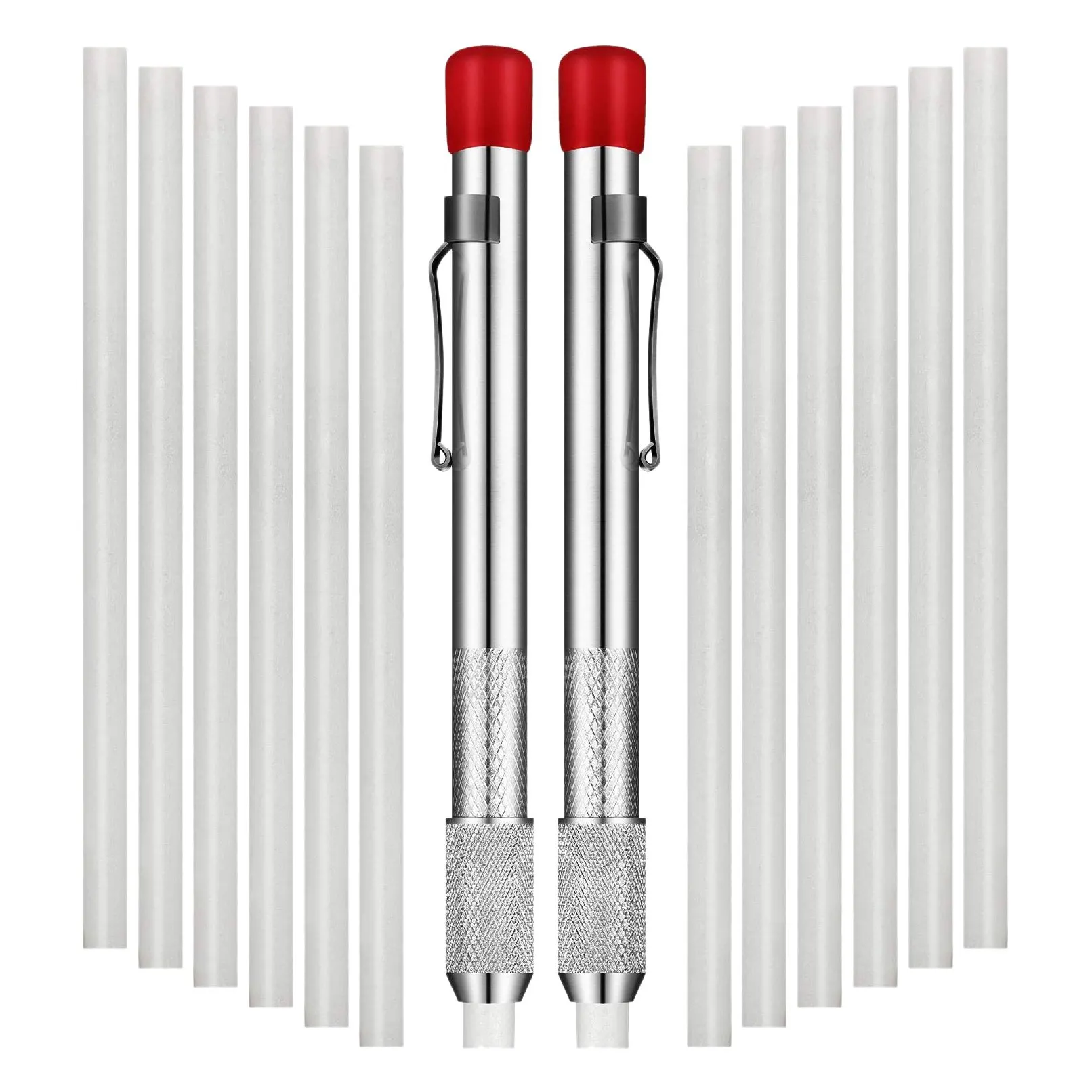 

2 Pcs Soapstone Holders Round Soapstone Marker Soapstone Pen with 12 Pcs Refills for Welding Tools and Markers Removable