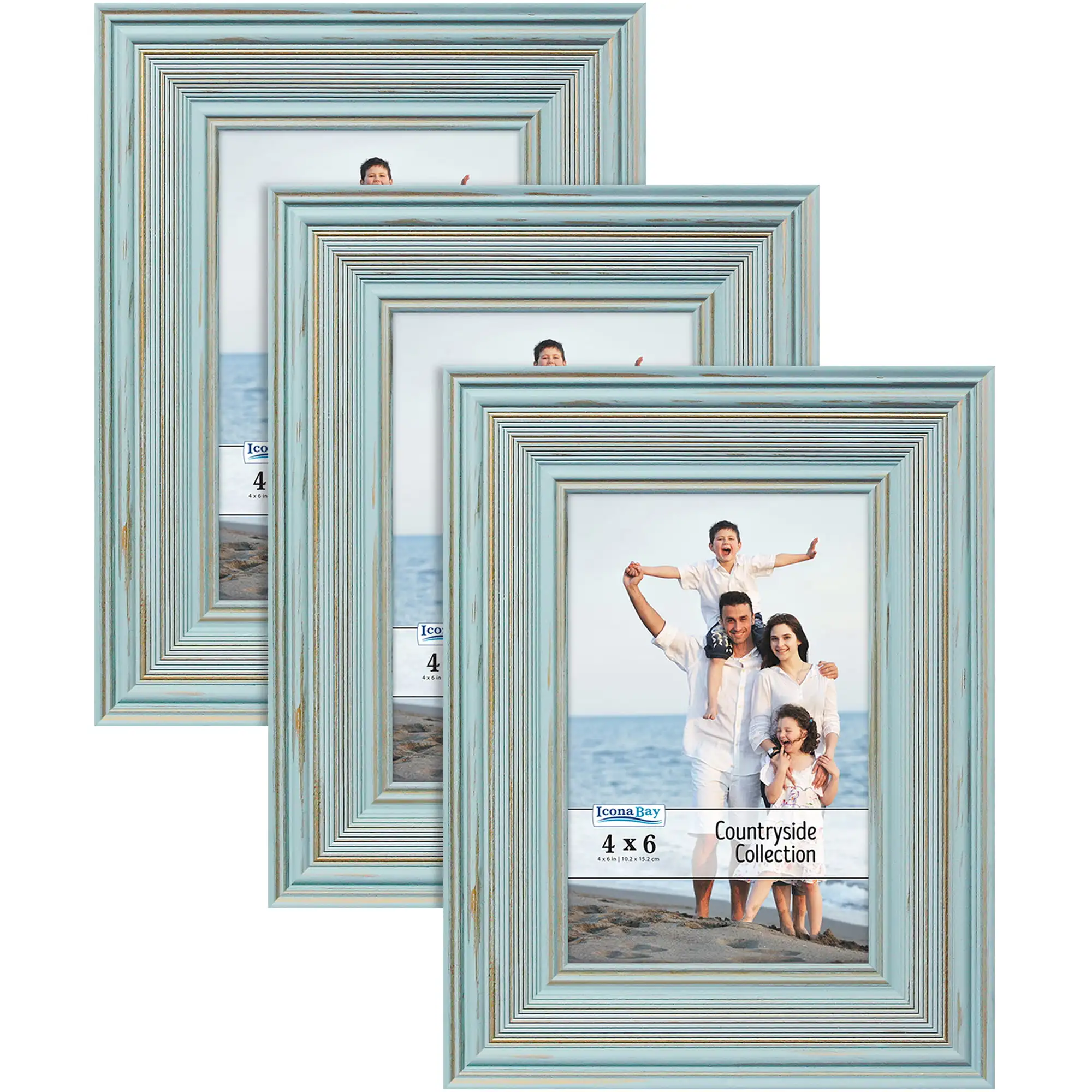 

4x6 Eggshell Blue Picture Frames 3 Pack Countryside Collection (US Company)
