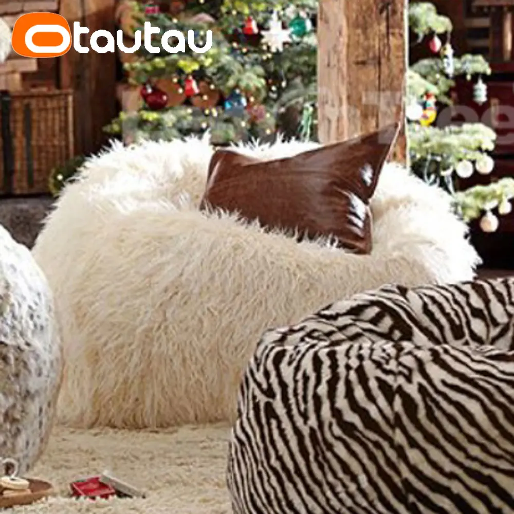 

OTAUTAU Mix Up Bean Bag Cover Without Filler Pouf Ottoman Beanbag Puff Chair Fur/Leather/Cashmere Fleece/Wool Home Decor DDZH01T