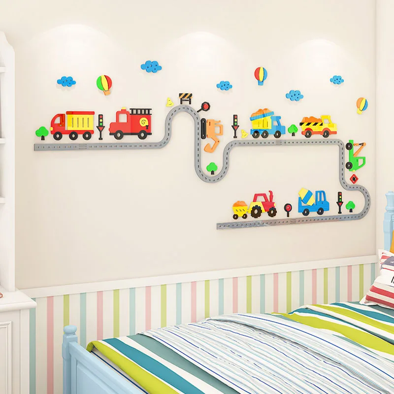 

WS218 декор для детской комнаты, автомобиль, фоновая стена с Ackley 3D мальчик, спальня, прикроватная стена, декоративные наклейки