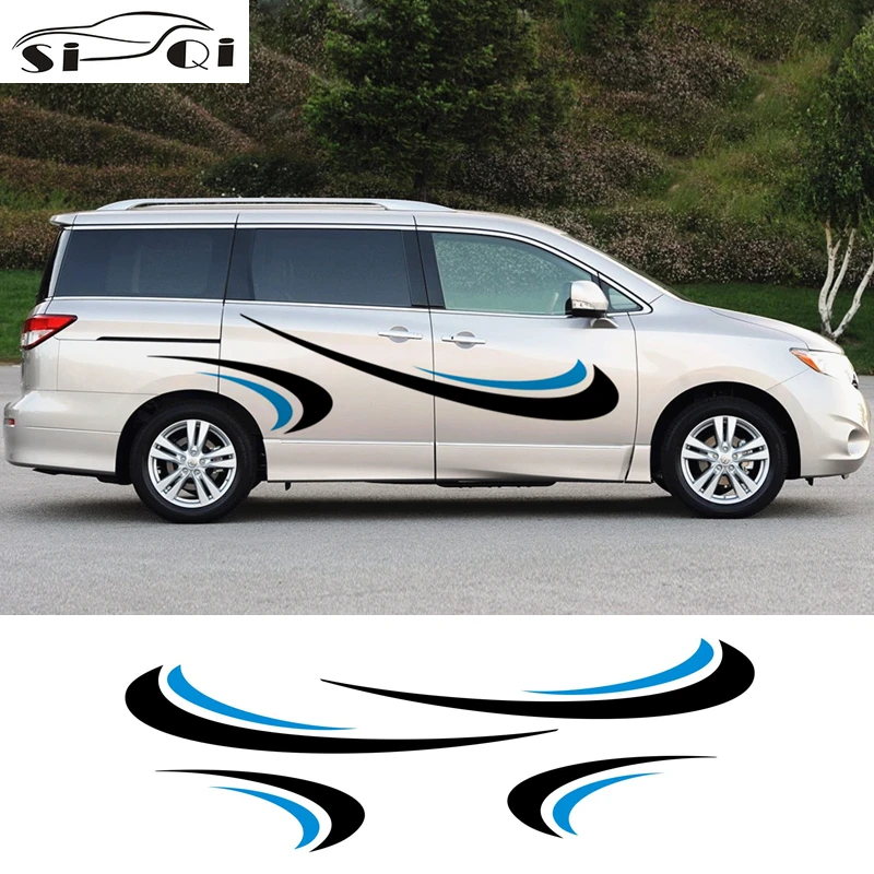 

Для Nissan Quest MVP Racing, спортивные полосы, наклейки s, Стайлинг автомобиля, декоративная наклейка на дверь, наклейки, внешние аксессуары