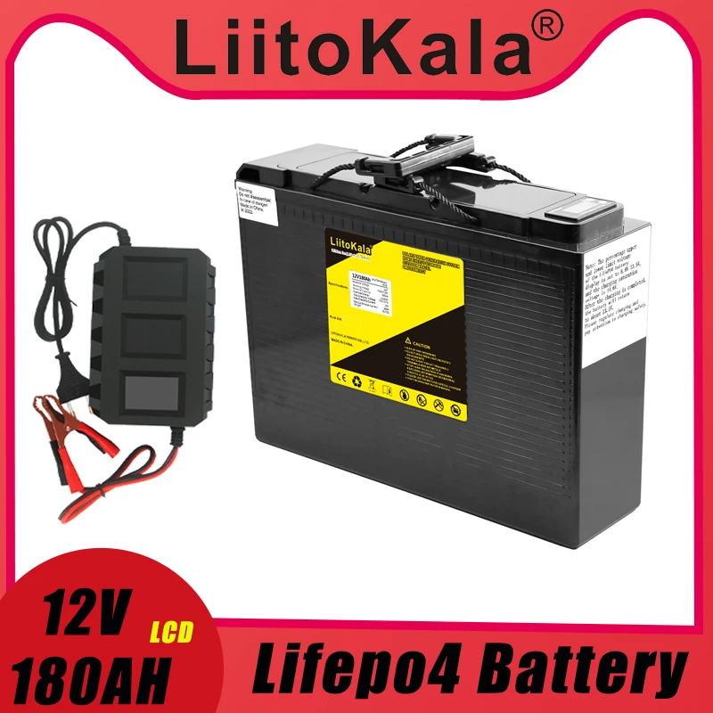 

LiitoKala 12V 180Ah LiFePO4 Battery Lithium Power Battery 4000 Cycles For 12.8V RV Campers Golf Cart Off-Road Off-grid Solar