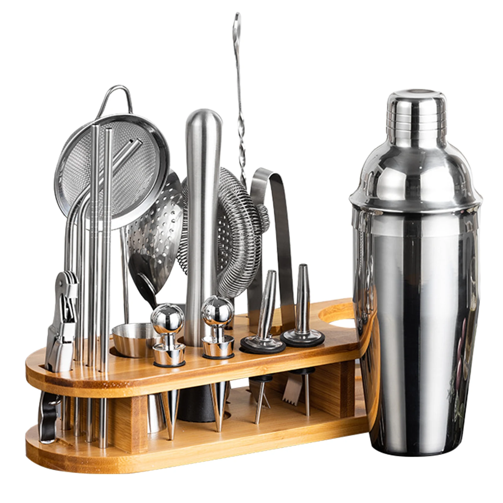 

Shaker Set Bartender Kit With Stand Bar Kit Drink Mixer Set Bartender Set With All Essential Bar Accessory Tools 18-Piece Bar