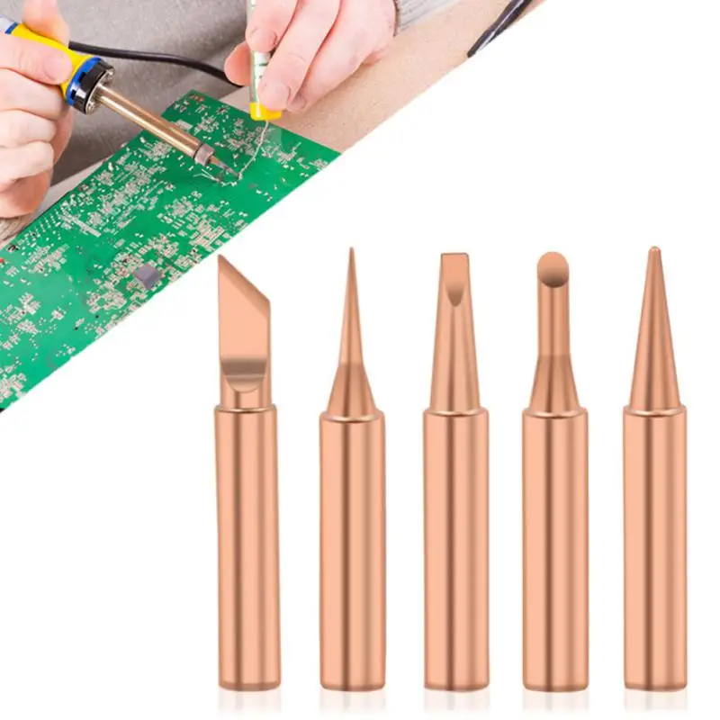 

6PCS Soldering Iron Tip Set Electric Soldering Iron Lead-free Welding Tips Head Soldering Tools 900M-T Pure Copper Soldering Tip